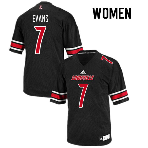 Women #7 Tiyon Evans Louisville Cardinals College Football Jerseys Sale-Black - Click Image to Close